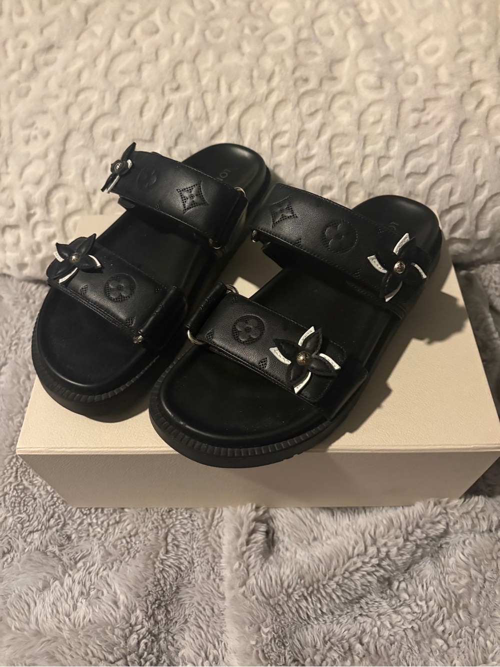 Louis Vuitton Sunset Flat Comfort Mule Black Monogram Slides EU38